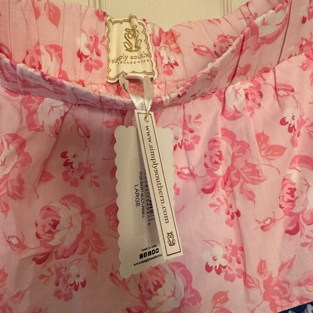 Simply Southern Floral Tiered Skirt in Pink and Blue - Picture 3 of 4